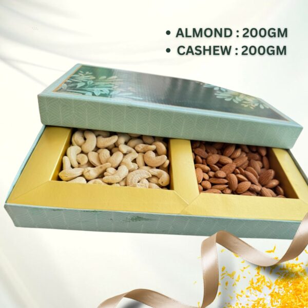 Premium Dry Fruits Gift Box – 400g Almonds & Cashews – Perfect for Diwali, Weddings & Special Occasions