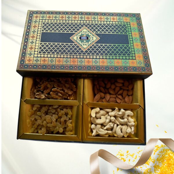 Mewamitra Premium Dry Fruits Gift Box – 100g Almonds, 100g Cashews, 100g Walnuts, 150g Raisins | Healthy, Nutritious & Fresh Nuts and Dried Fruits | Ideal for Diwali, Weddings, Corporate Gifting